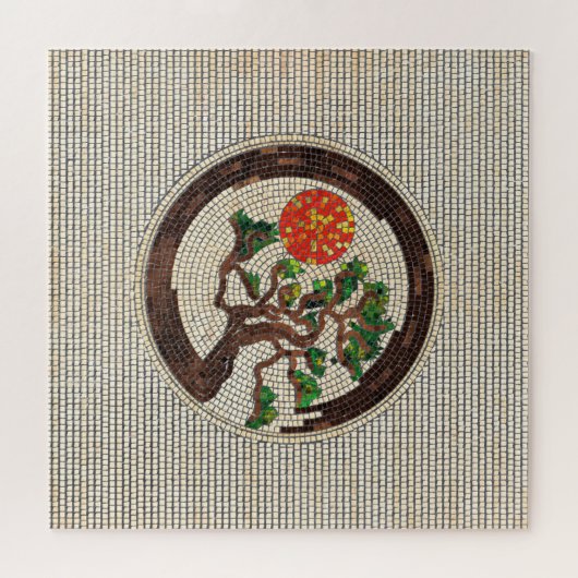 Zen Enso Circle und Bonsai Tree Mosaic Puzzle (Horizontal)