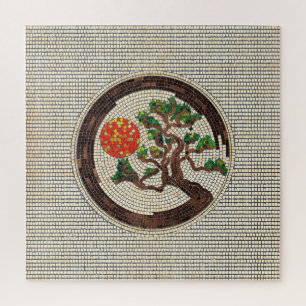 Zen Enso Circle und Bonsai Tree Mosaic Puzzle