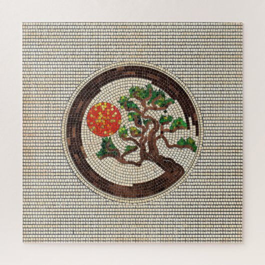 Zen Enso Circle und Bonsai Tree Mosaic Puzzle (Vertikal)