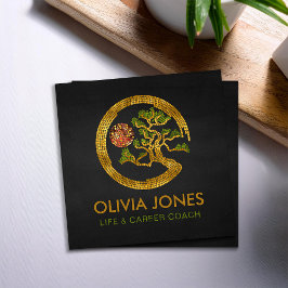 Zen Enso Circle und Bonsai Tree Mosaic Quadratische Visitenkarte