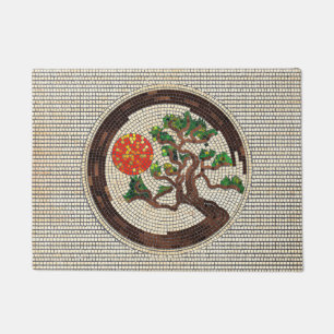 Zen Enso Circle und Bonsai Tree Mosaik Fußmatte