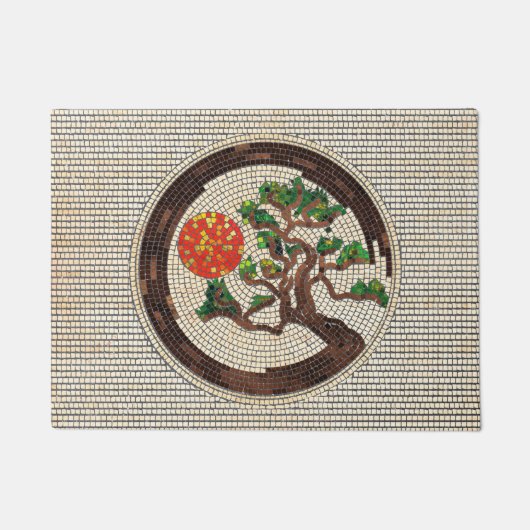 Zen Enso Circle und Bonsai Tree Mosaik Fußmatte (Vorderseite)