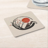 Zen Enso Circle und Sakura Baum Rechteckiger Pappuntersetzer (angewinkelt)