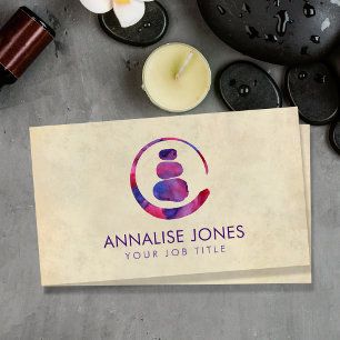 Zen Enso Circle und Zen Steine - Lila Wasserfarbe Visitenkarte