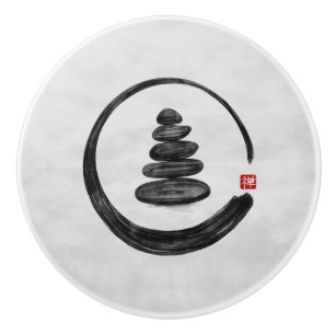 Zen Enso Circle und Zen Steine - Wasserfarbe Keramikknauf