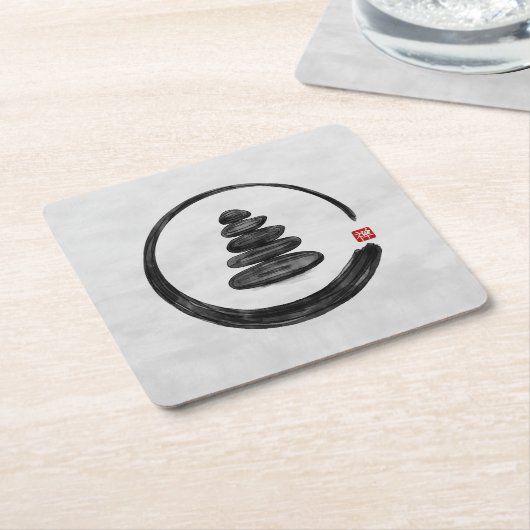 Zen Enso Circle und Zen Steine - Wasserfarbe Rechteckiger Pappuntersetzer (angewinkelt)