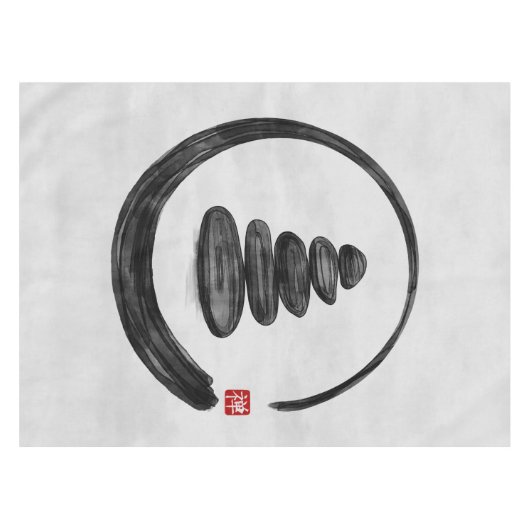 Zen Enso Circle und Zen Steine - Wasserfarbe Tischdecke (Vorderseite (Horizontal))