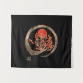 Zen Enso Kreis und goldener Kirschblüte-Baum Wandteppich (Vorderseite (Horizontal))