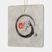 Zen Enso Kreis und Kirschblüte-Baum auf Leinwand Keramikornament (Links)