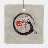 Zen Enso Kreis und Kirschblüte-Baum auf Leinwand Keramikornament (Rückseite)