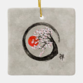 Zen Enso Kreis und Kirschblüte-Baum auf Leinwand Keramikornament (Vorderseite)