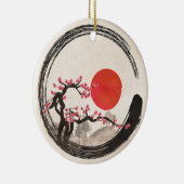 Zen Enso Kreis und Kirschblüte-Baum Keramik Ornament (Rechts)
