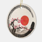 Zen Enso Kreis und Kirschblüte-Baum Keramik Ornament (Links)