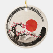 Zen Enso Kreis und Kirschblüte-Baum Keramik Ornament (Hinten)
