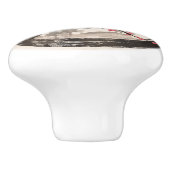 Zen Enso Kreis und Kirschblüte-Baum Keramikknauf (Seitenansicht)