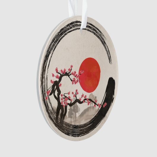 Zen Enso Kreis und Kirschblüte-Baum Ornament (Vorderseite)