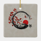 Zen Enso Kreis und Kirschblüte-Niederlassungen Keramikornament (Rückseite)