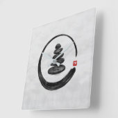 Zen-Enso-Kreis und Zen-Steine - Aquarell Quadratische Wanduhr (Winkel)
