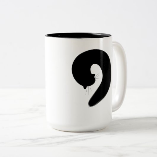 Zen Enso Schlafenschwarze Katze Zweifarbige Tasse (VorderseiteRechts)