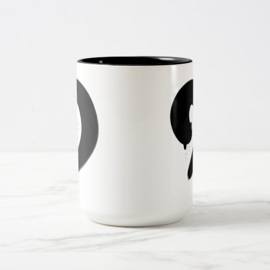 Zen Enso Schlafenschwarze Katze Zweifarbige Tasse (Mittel)