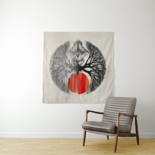 Zen Enso Sunset Wandteppich (Beispiel (Horizontal))