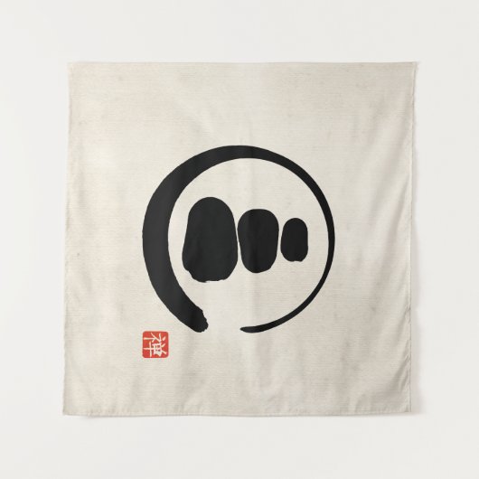 Zen-Enzo-Kreis und Zen-Steine Wandteppich (Vorderseite (Horizontal))