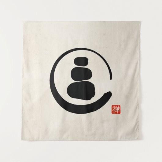 Zen-Enzo-Kreis und Zen-Steine Wandteppich (Vorderseite)