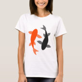 Zen-Fisch-Schwarzes und Orange T-Shirt (Vorderseite)