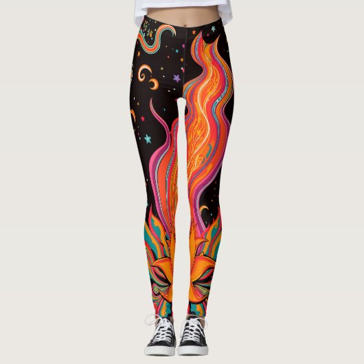 Zen Flame Blume Leggings (Vorderseite)