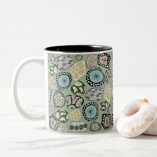 Zen Floral Abstract Design Mug Zweifarbige Tasse (Mit Donut)