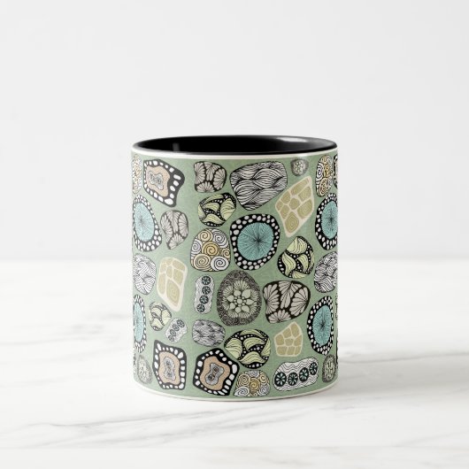 Zen Floral Abstract Design Mug Zweifarbige Tasse (Mittel)