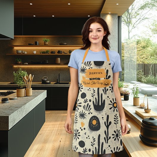 Zen Floral Kitchen Weekend in Black & Orange Welln Schürze