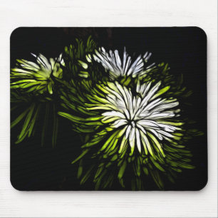 Zen floral Lime white Chrysanthemum Mousepad