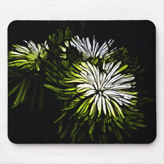 Zen floral Lime white Chrysanthemum Mousepad (Vorne)
