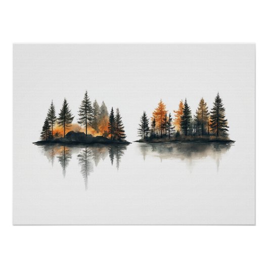 Zen Forest Reflection Minimalist Wall Art Poster (Vorderseite)