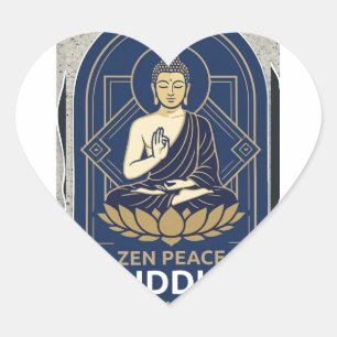Zen-Friedens-Buddha-Herzform-Aufkleber Herz-Aufkleber
