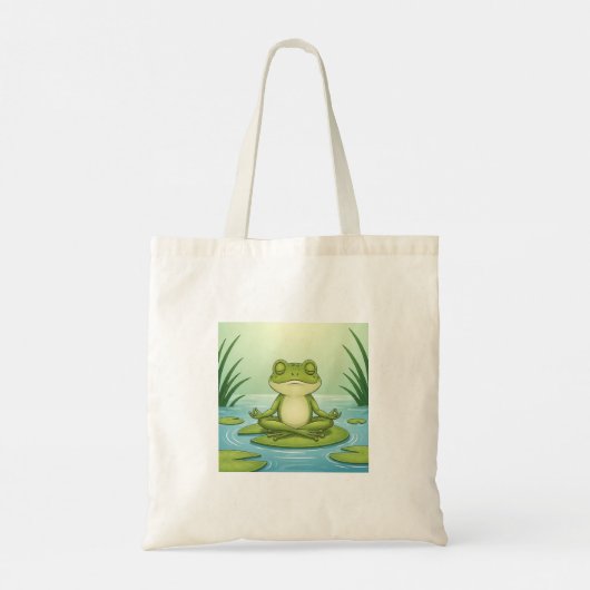 Zen Frog Meditating on Lily Pad – Peaceful Yoga Ca Tragetasche (Rückseite)
