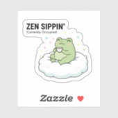 Zen Frosch Tee Aufkleber – Chillige süße Cloud-Tie (Blatt)