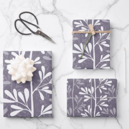 Zen Garden Stems Deep Minimal Botanical Silhouette Geschenkpapier Set