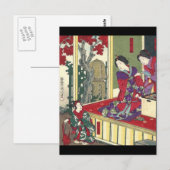 Zen Garten fallen Ahornbaum Kimono japanese geisha Postkarte (Vorne/Hinten)