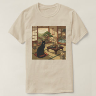 Zen-Garten Schwarze Katze T-Shirt
