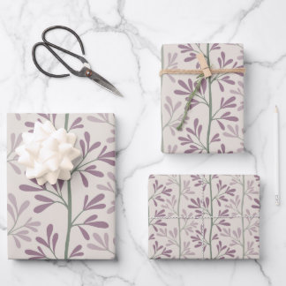 Zen-Garten-Stiele Mauve und Grün Botanisch Geschenkpapier Set