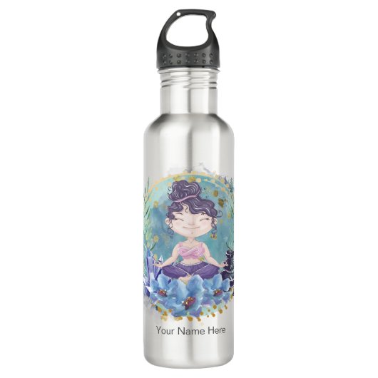 Zen Girl Yoga Wellness-Center Rocks Blume Spiritue Edelstahlflasche (Vorderseite)