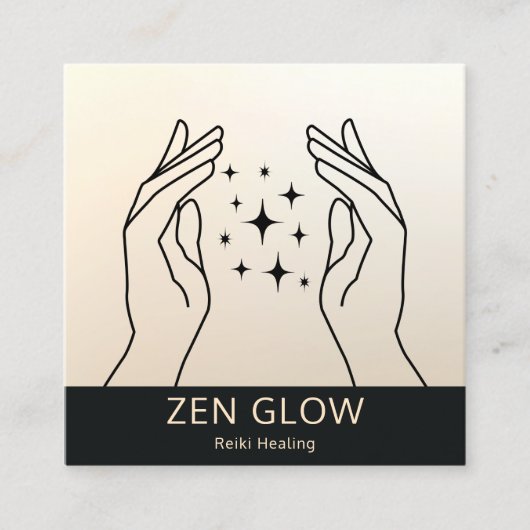 Zen Glow Energy Healer Reiki Practitioner Wellness Quadratische Visitenkarte (Vorderseite)