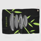 Zen Golfhandtuch mit Design aus gestapelten Kiesel (Horizontal)