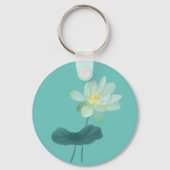 Zen Green Lotus Blume Asiatisch Inspiriert Magnet Schlüsselanhänger (Rückseite)