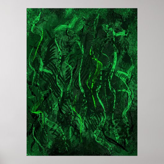Zen Green Tunes Calming Abstract Wall Art Poster (Vorne)