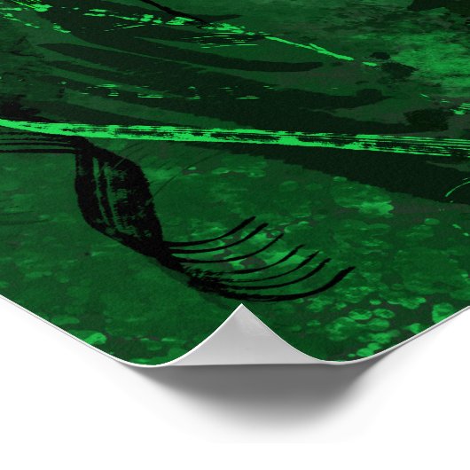 Zen Green Tunes Calming Abstract Wall Art Poster (Ecke)