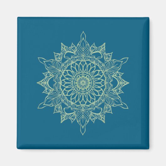 Zen Grow Line Art Mandala Friedliche Botanik Magnet (Vorne)