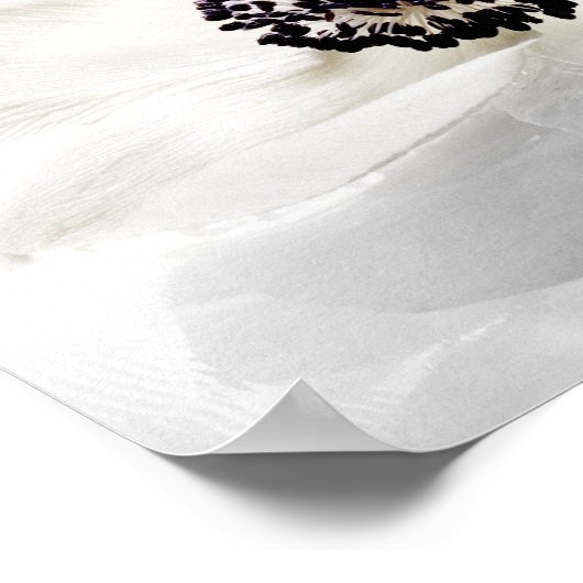 Zen High Key White Anemone über Wasser Hintergrund Poster (Ecke)